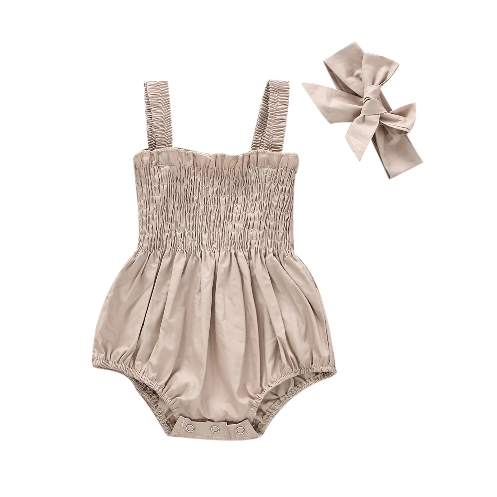 Lioraitiin 0-18M Infant Baby Girl 2Pcs Sleeveless Solid Bodysuit
