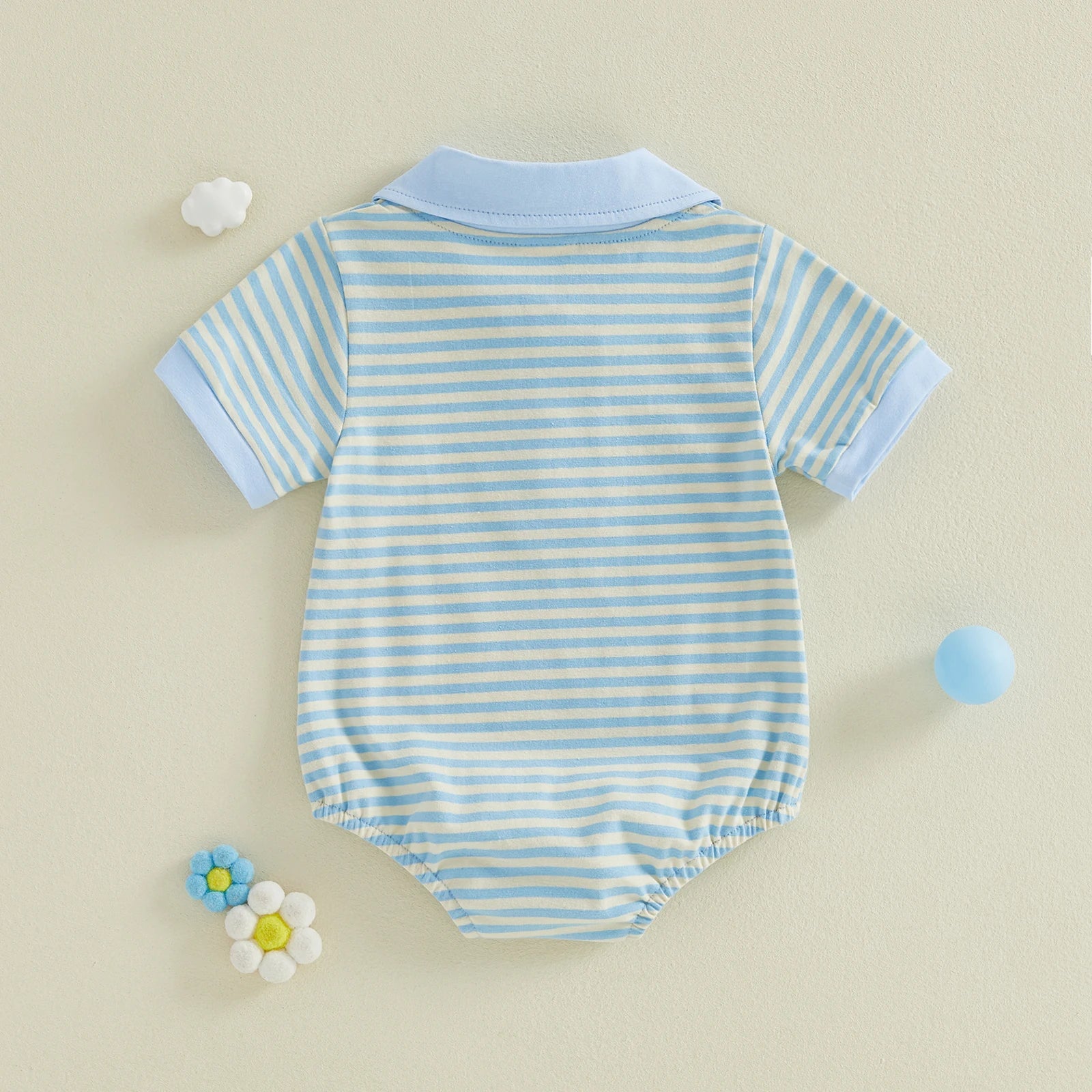 Lioraitiin Baby Boy Romper Fashionable Contrast Color Striped Short