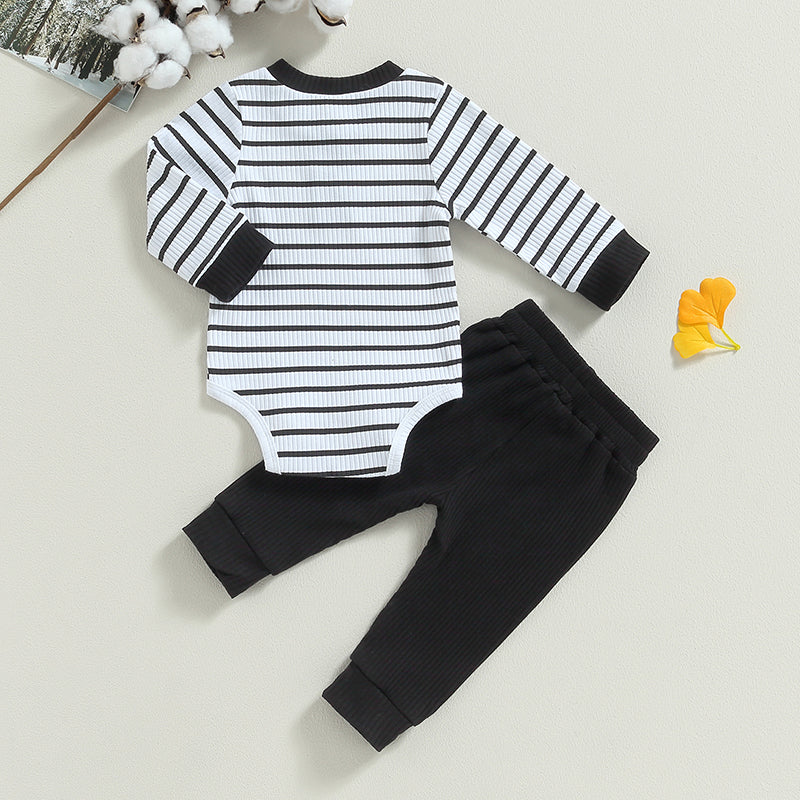 Lioraitiin 0-24M Infant Baby Boy 2Pcs Outfits Long Sleeve Striped