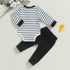 Lioraitiin 0-24M Infant Baby Boy 2Pcs Outfits Long Sleeve Striped