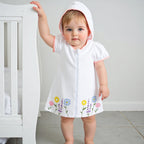 Lioraitiin Kid Girl Hooded Beach Coverup Floral Embroidery Loose Fit