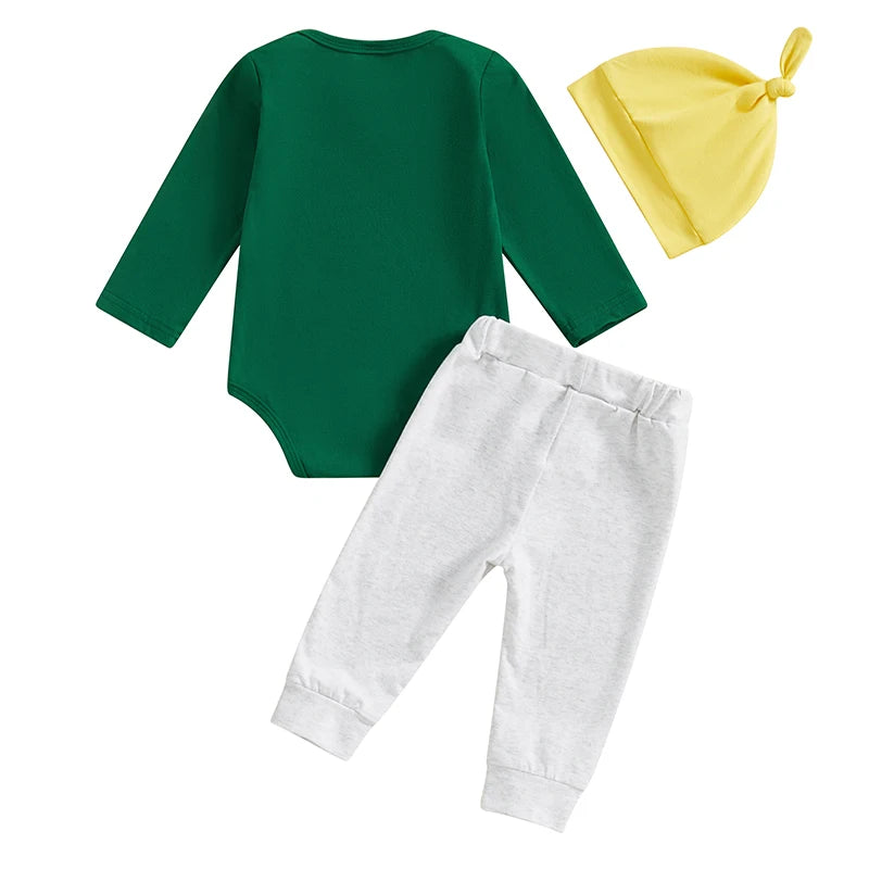 Lioraitiin Baby Boys Outfits Letter Cheese Print Crew Neck Long