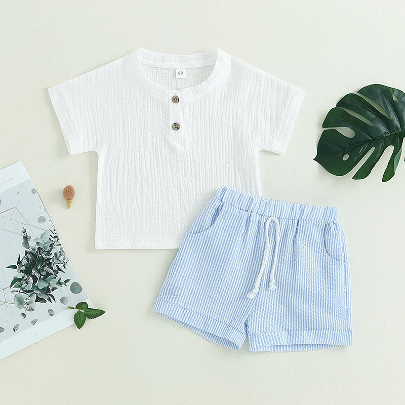 Lioraitiin 6M-4Y Toddler Baby Girls 2Pcs Outfits Short Sleeve T-Shirt