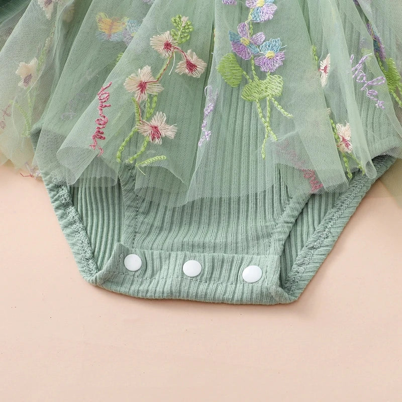 Lioraitiin Baby Girls 2 Piece Outfits Floral Mesh Patchwork Ruffles
