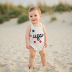 Lioraitiin Baby Girl Knit Overalls Floral Letter Embroidery