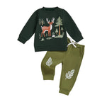 Lioraitiin Toddler Boy Christmas Reindeer Tree Print Long Sleeve