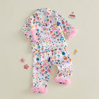 Toddler Girls Birthday Pajamas Set Long Sleeve Cartoon Print Fur