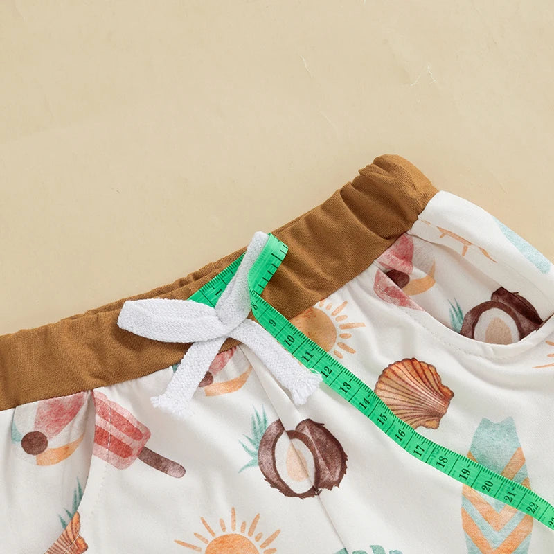 Lioraitiin Toddler Baby Boy Shorts Set Seashell/Tree Tank Tops