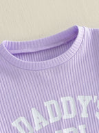 2Pcs Toddler Baby Girls Outfits Short Sleeve Crew Neck Letters Print