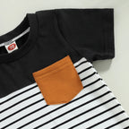 Lioraitiin 0-18M Baby Boys Romper Short Sleeve Crew Neck Striped