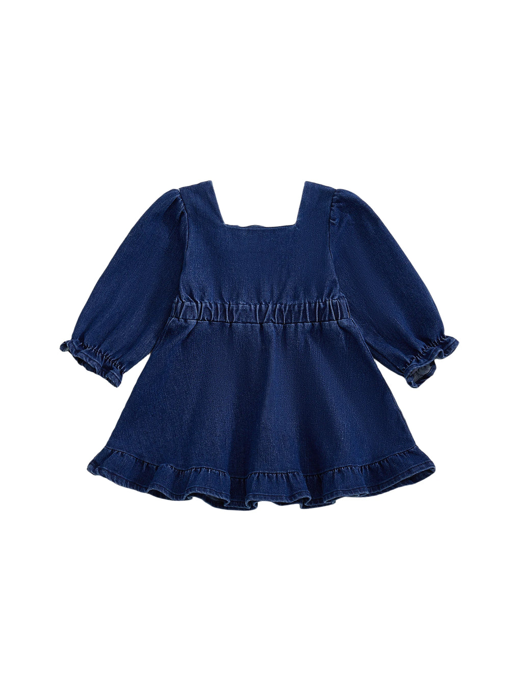 Lioraitiin Toddler Baby Girl Denim Dress Long Puff Sleeve Button Down