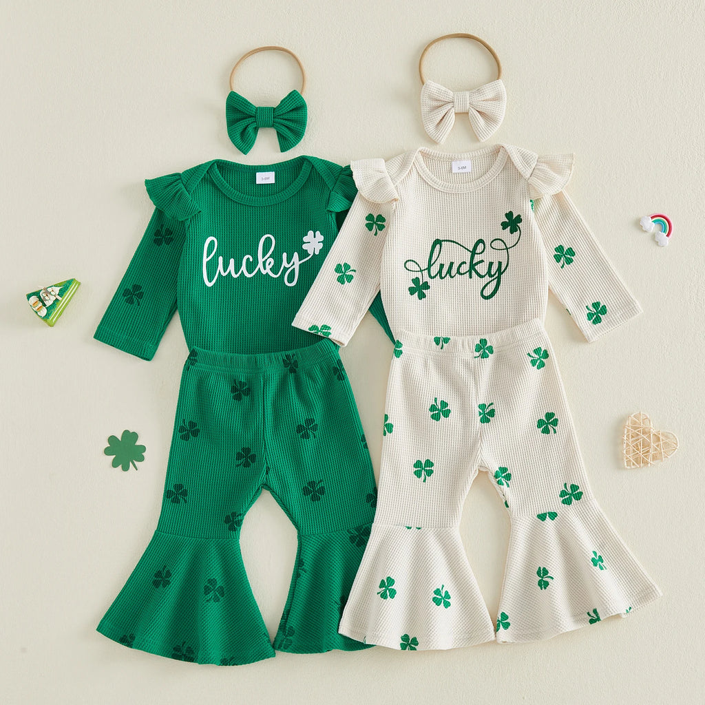 Lioraitiin Baby Girls Irish Day Outfits Long Sleeve O Neck Letter