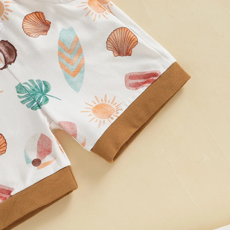 Lioraitiin Toddler Baby Boy Shorts Set Seashell/Tree Tank Tops