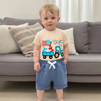 Lioraitiin Toddler Baby Boy 4th of July Outfit Star Truck Embroidery