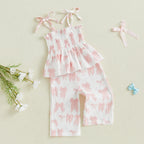 Lioraitiin Toddler Kid Baby Girl Set Sleeveless Lacing Strap Camisole