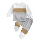 Lioraitiin Toddler Boy Set Contrast Color Long Sleeve Crew Neck