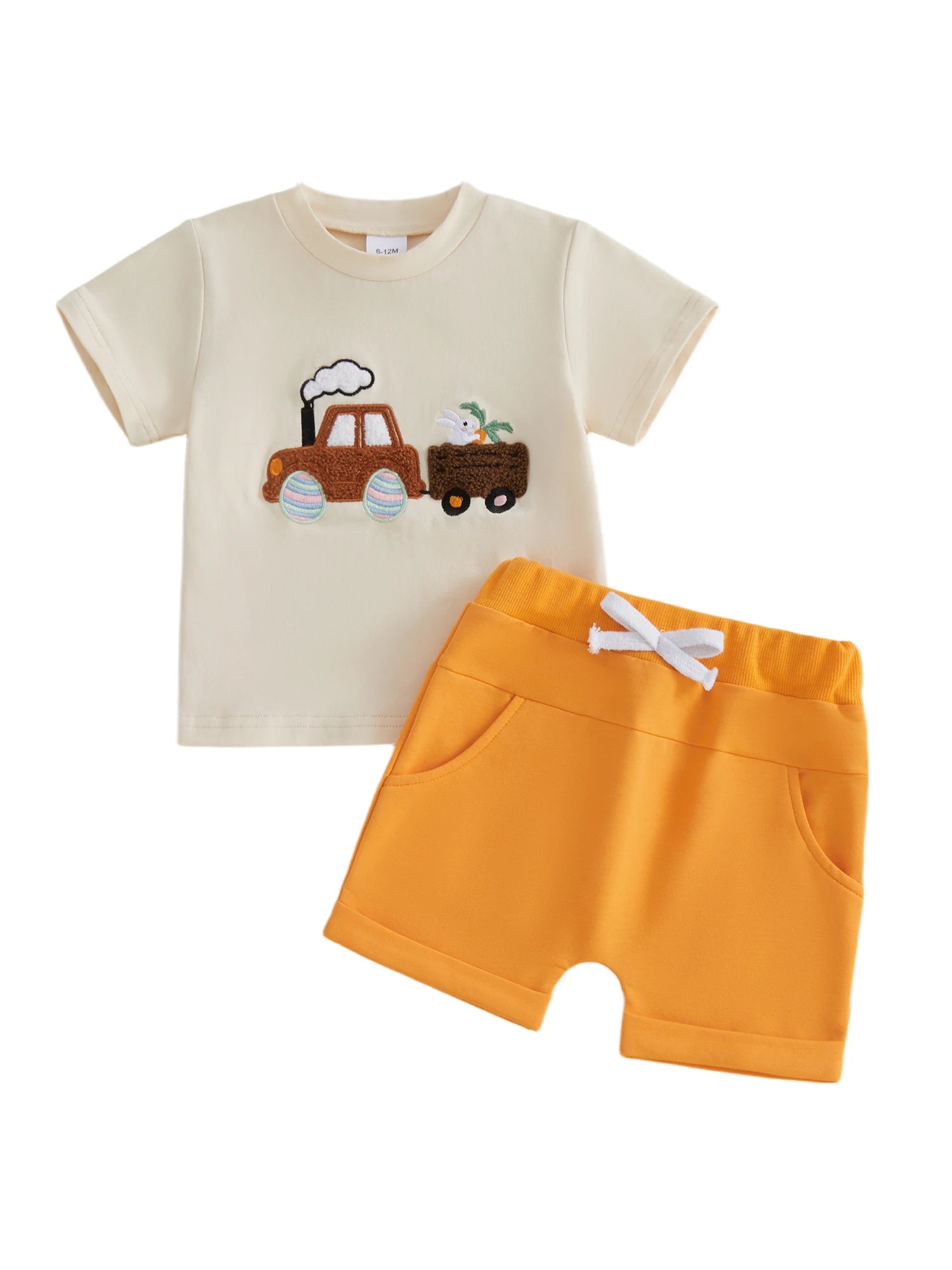Lioraitiin Kids Boys Shorts Set Short Sleeve Embroidery T-shirt with