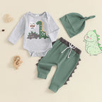 Lioraitiin Baby Boys Outfit, Long Sleeve Crew Neck Dinosaur Print