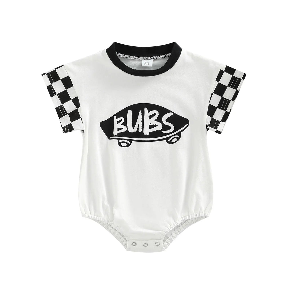 Lioraitiin 0-18M Infant Baby Girl Boy Romper Plaid Short Sleeve Round