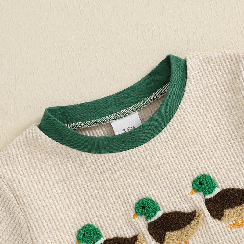 Lioraitiin Newborn Baby Boys Girls Romper Short Sleeve Crew Neck Duck