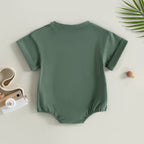 Lioraitiin 0-24M Baby Boys Girls Rompers Solid Short Sleeve O-neck