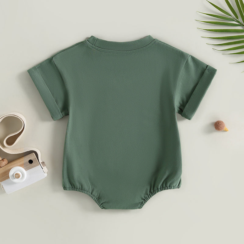 Lioraitiin 0-24M Baby Boys Girls Rompers Solid Short Sleeve O-neck