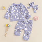 Lioraitiin Infant Baby Girl 2Pcs Set Flower Print Long Sleeve