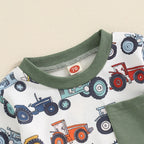 Lioraitiin Baby Boy 2Pcs Farm Outfits Long Sleeve Tractor Print
