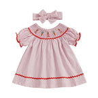 Lioraitiin Toddler Girls Easter Dress Rabbit Carrot Embroidery Short