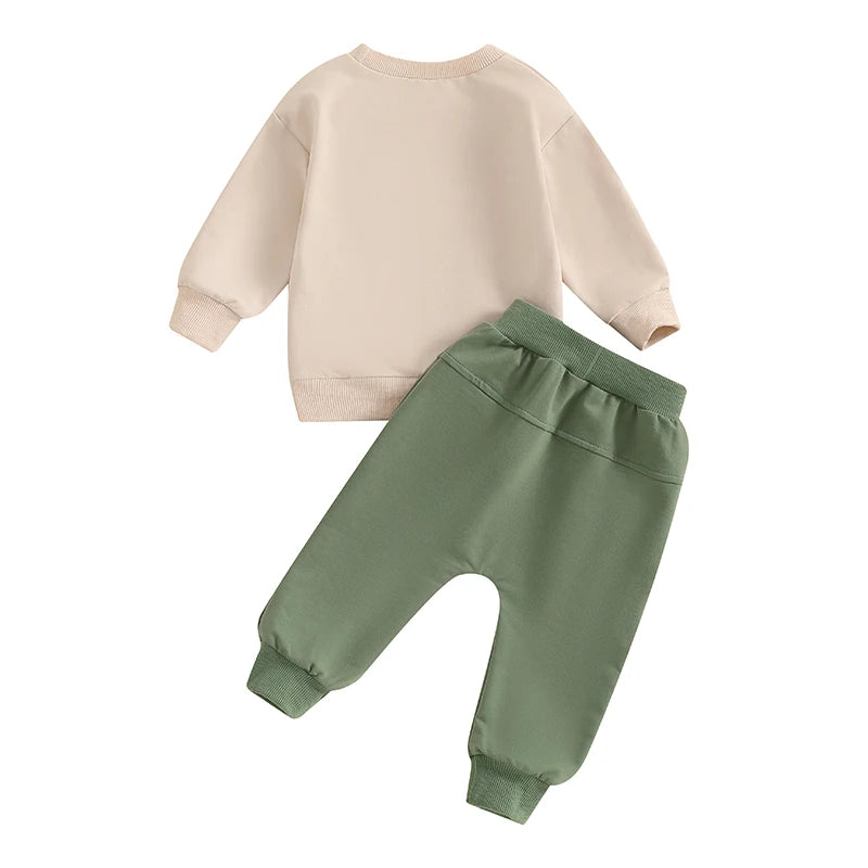 Lioraitiin Baby Boy Outfits Long Sleeve Tractor Letter Print Tops +