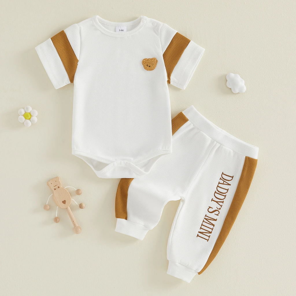 Lioraitiin Baby Boy Outfit Golf/Cartoon Bear Pattern Crew Neck Short