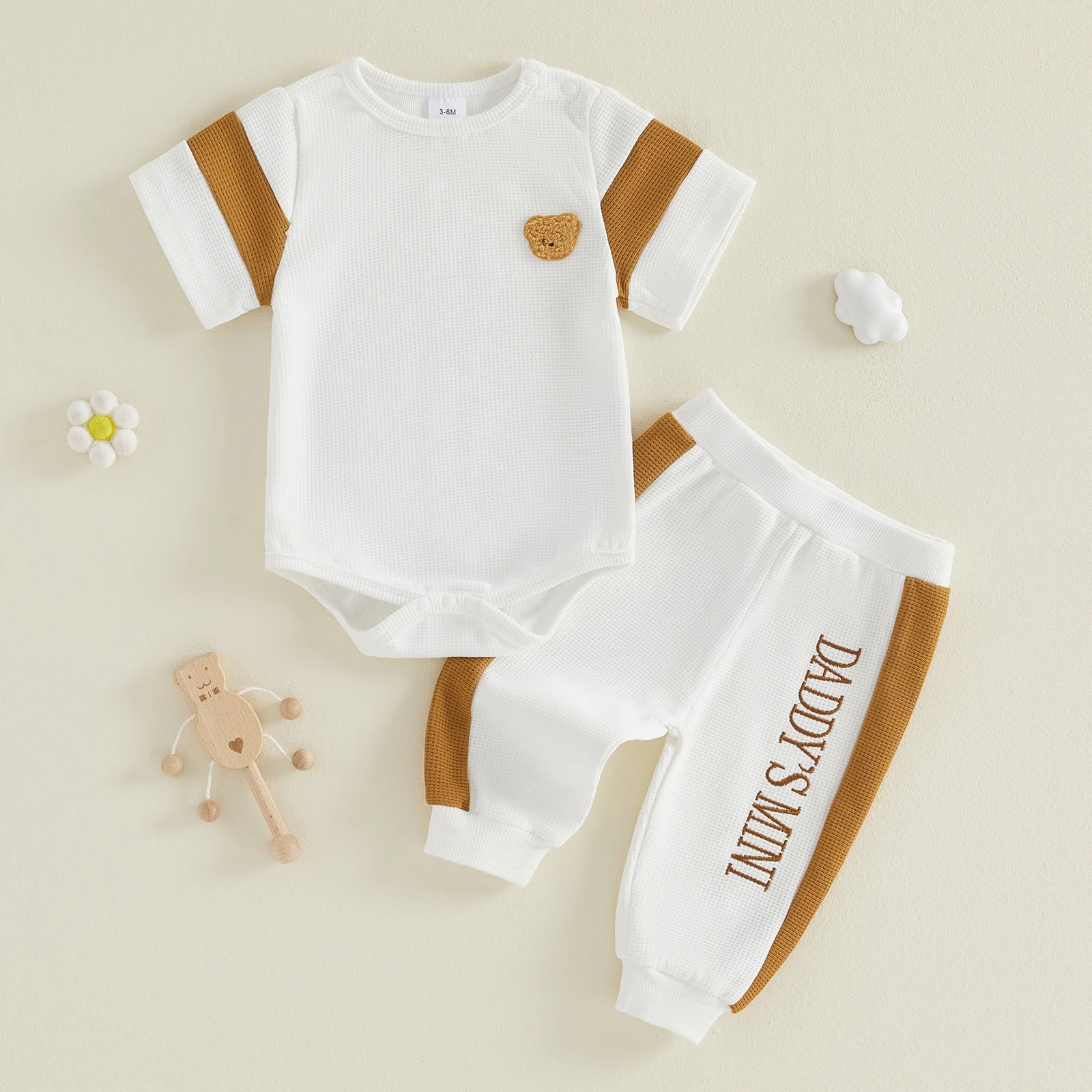 Lioraitiin Baby Boy Outfit Golf/Cartoon Bear Pattern Crew Neck Short