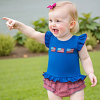 Lioraitiin Baby Girls Independence Day Shorts Sets Short Sleeve Flag