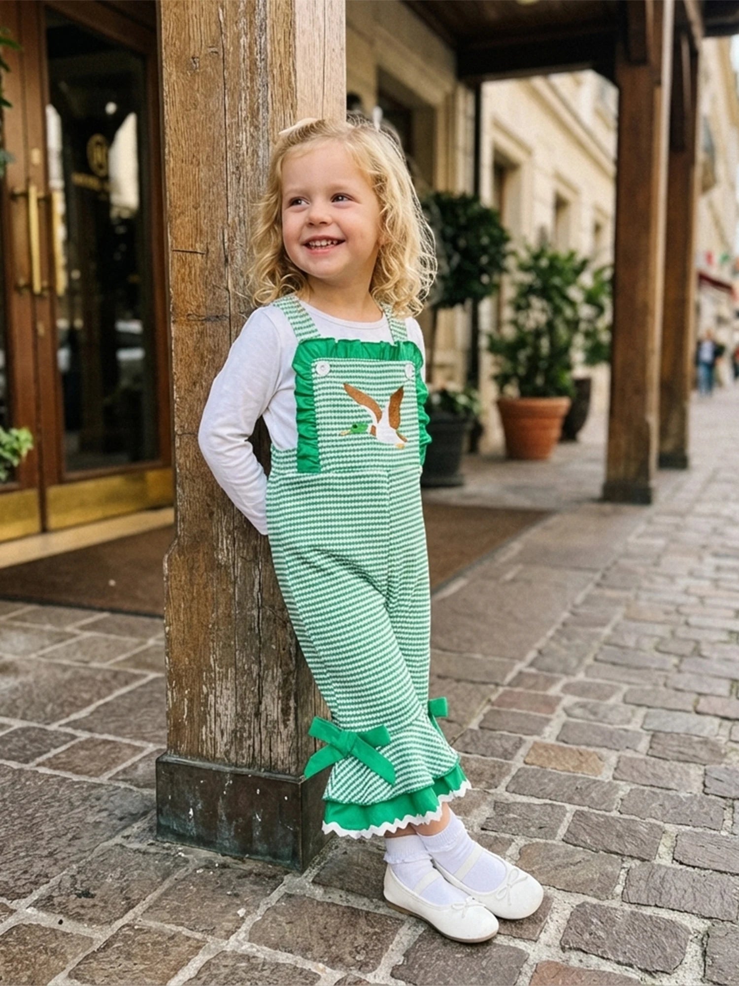 Lioraitiin ï»¿Little Girls Overalls Adorable Duck Embroidery Striped