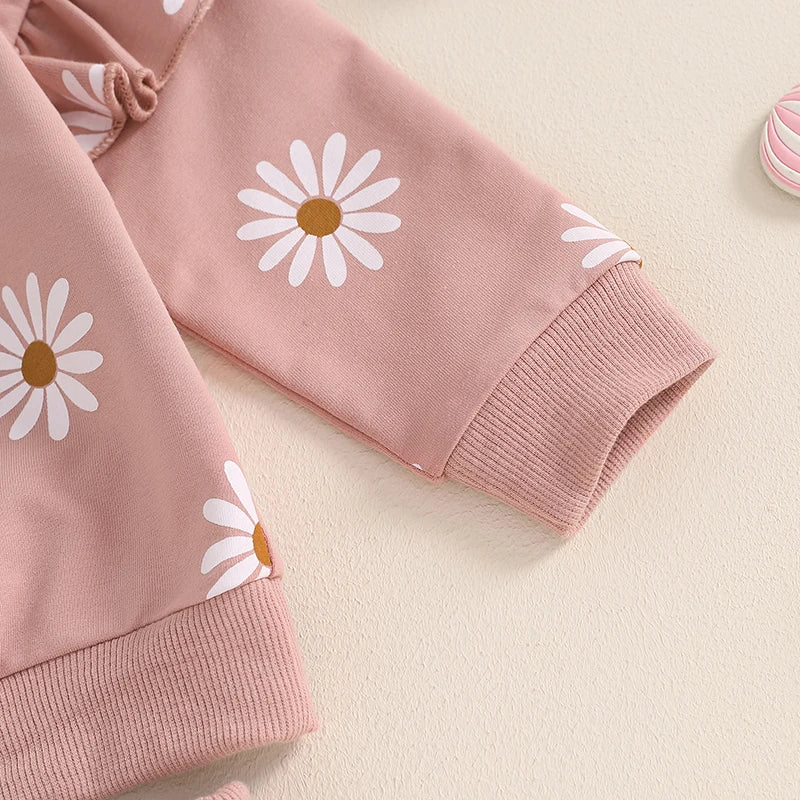 Lioraitiin Toddler Girl Outfit Daisy Print Long Sleeve Sweatshirt