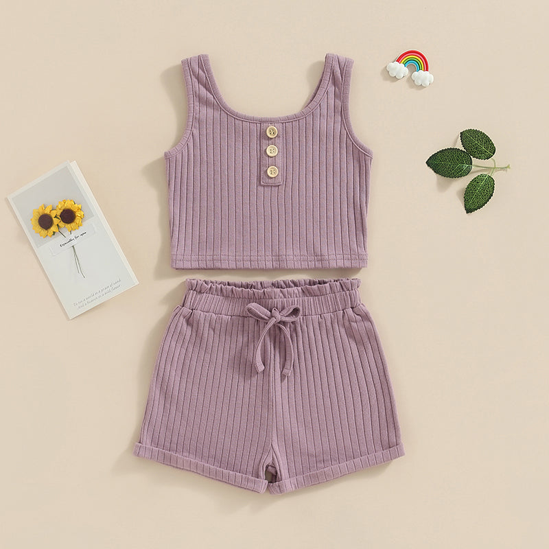 Lioraitiin 0-8Years Kid Girls 2Pcs Pants Suit Sleeveless Knitting