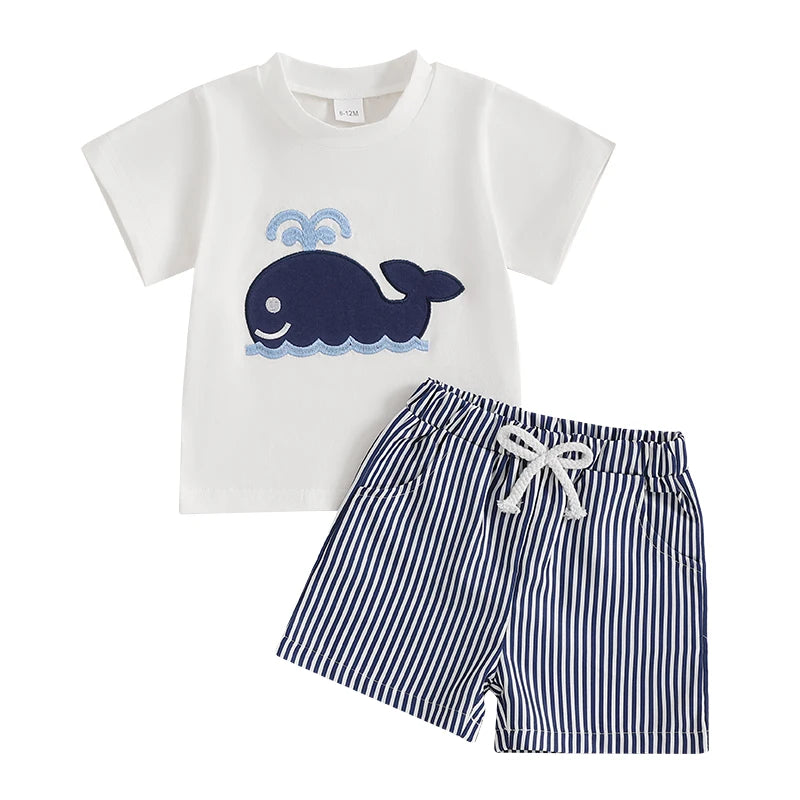 Lioraitiin Toddler Baby Boy Shorts Set Whale/Dinosaur/Turtle Short