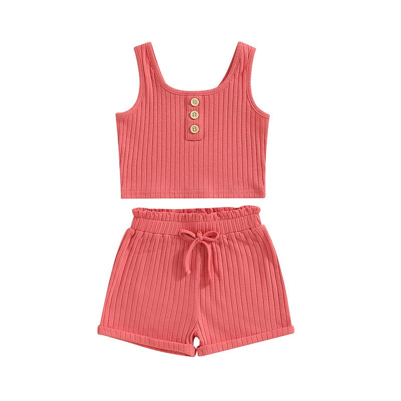 Lioraitiin 0-8Years Kid Girls 2Pcs Pants Suit Sleeveless Knitting
