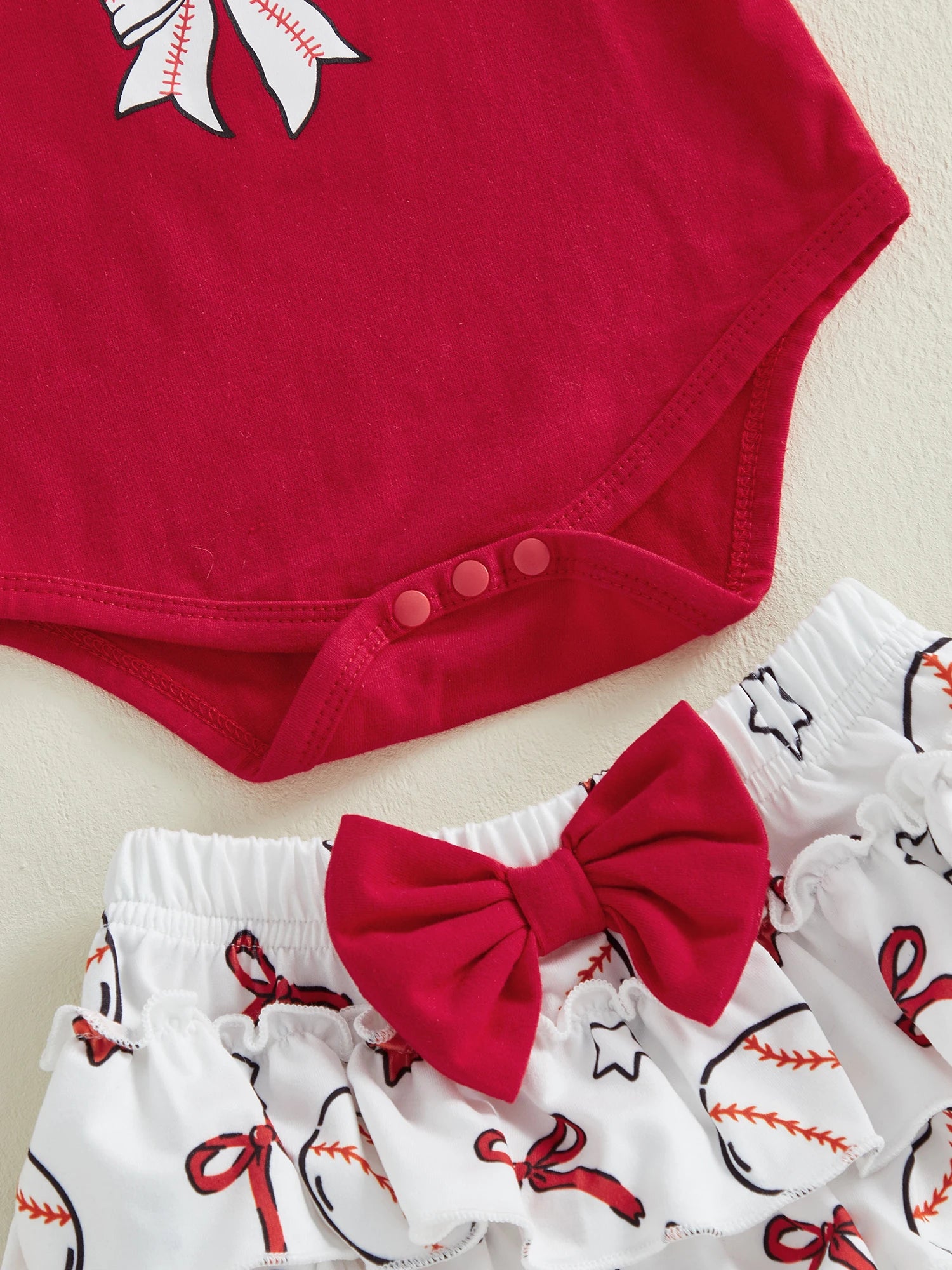 Lioraitiin Baby Girl Outfits Letter Bow Print O-Neck Short Sleeve