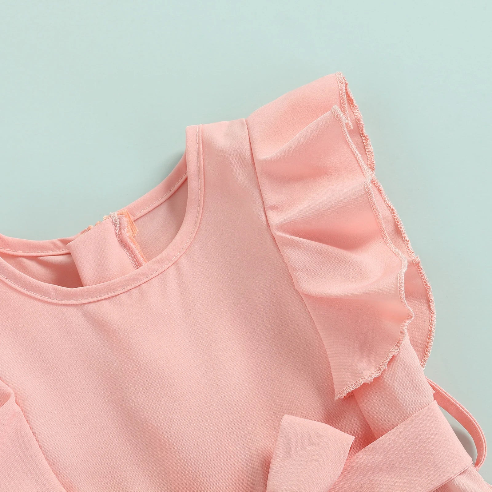 Lioraitiin 1-6Years Toddler Baby Girl Romper Off Shoulder Solid Pink