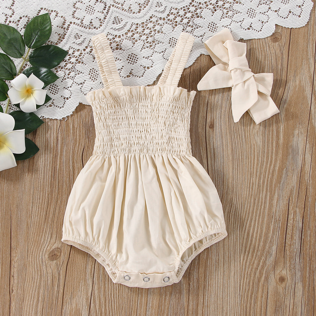 Lioraitiin 0-18M Infant Baby Girl 2Pcs Sleeveless Solid Bodysuit