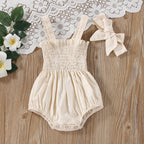 Lioraitiin 0-18M Infant Baby Girl 2Pcs Sleeveless Solid Bodysuit