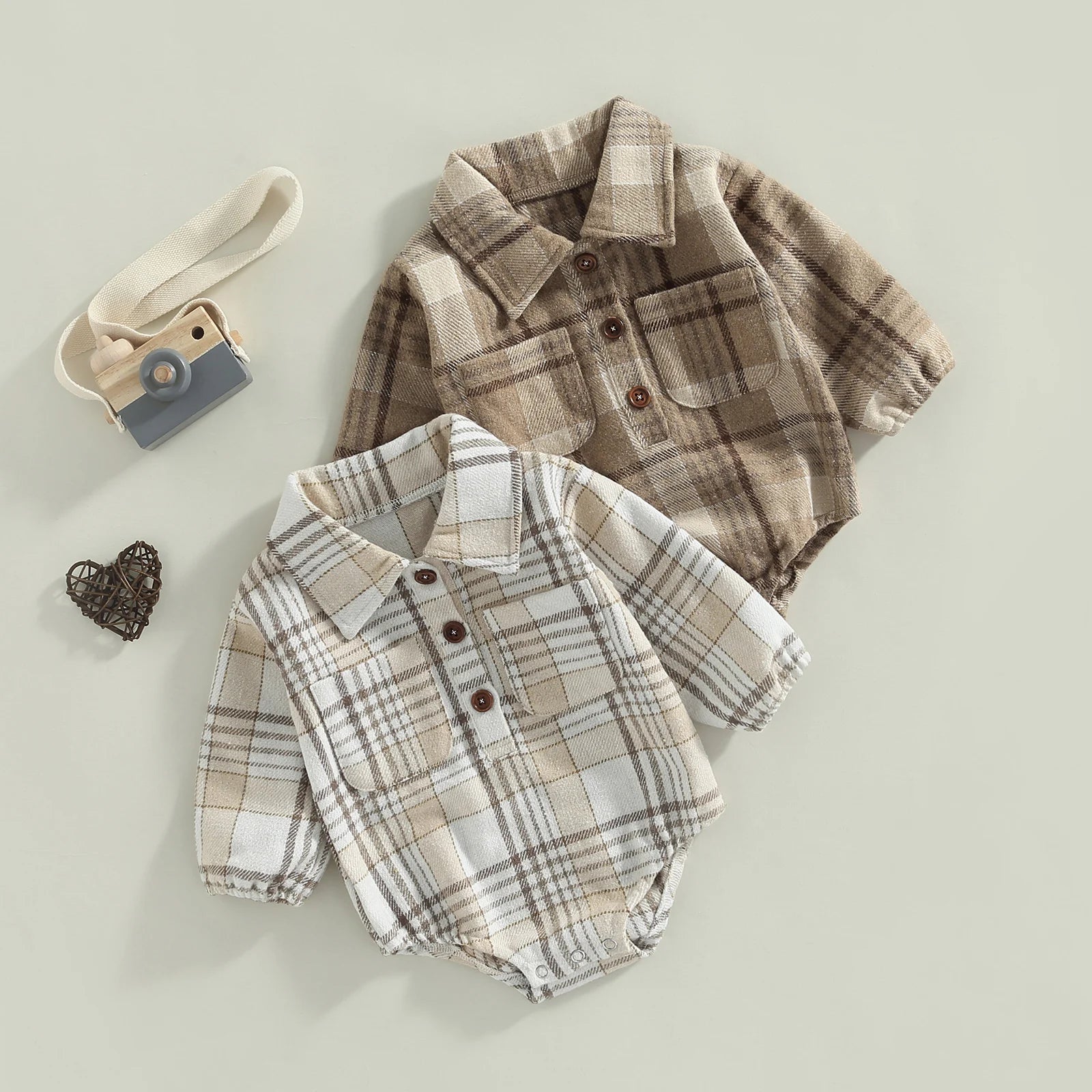 Lioraitiin 0-24M Infant Baby Boy Romper Buttons Lapel Long Sleeve