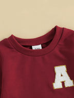 Toddler Baby Girl Boys Sweatshirt Letter Embroidery Round Neck Long