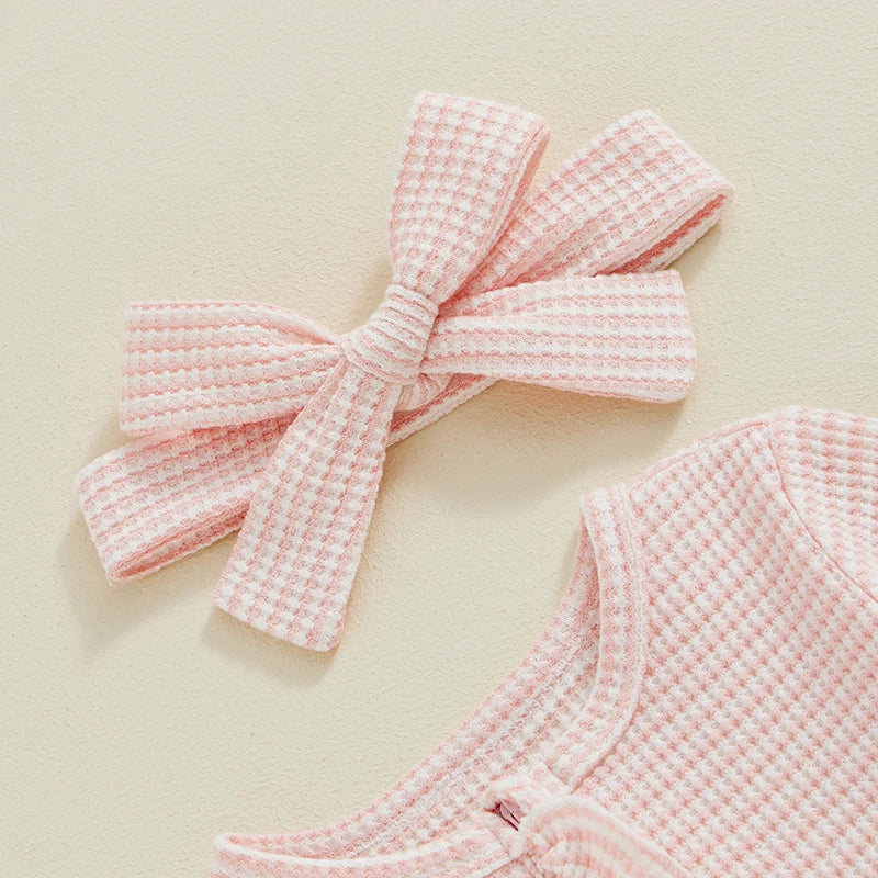 Lioraitiin Baby Girls Footies Rompers Stripe Print Round Neck Ruffles