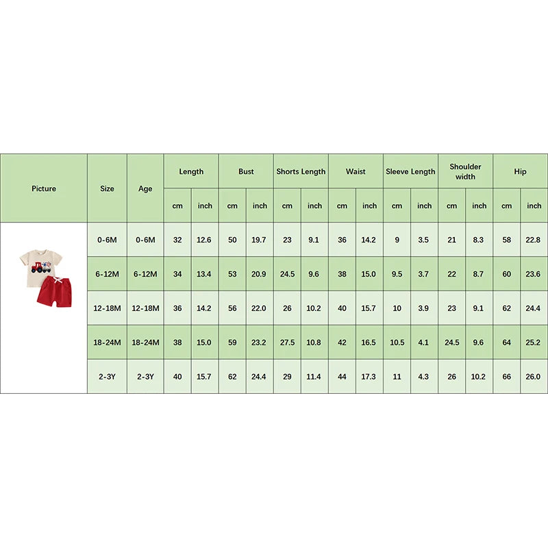 Lioraitiin Toddler Baby Boy 4th of July Outfit Star Truck Embroidery