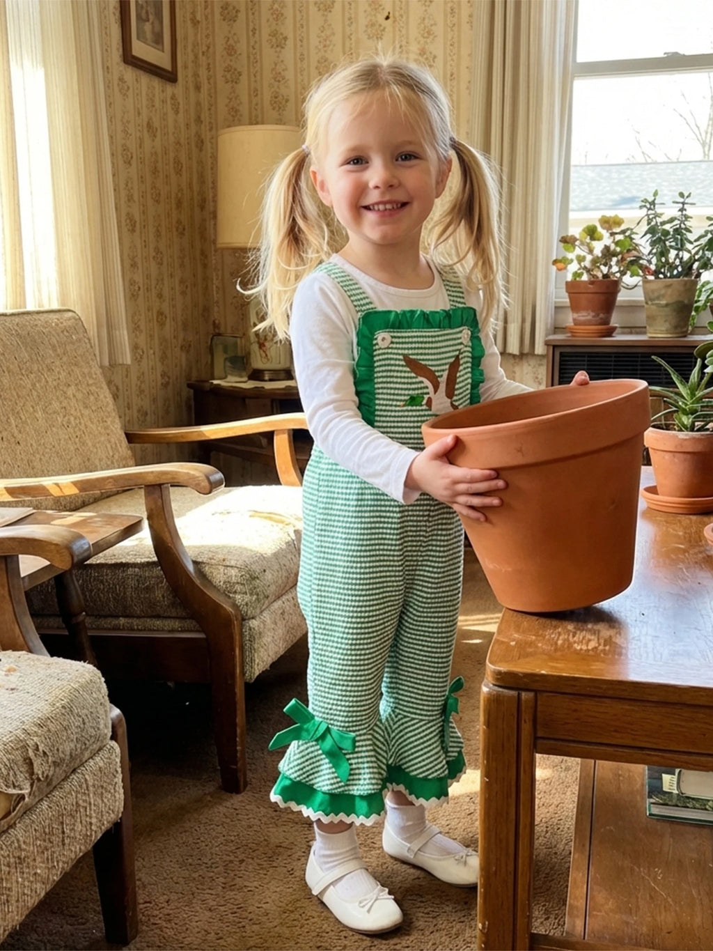 Lioraitiin ï»¿Little Girls Overalls Adorable Duck Embroidery Striped
