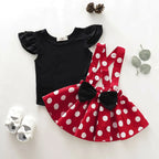 Lioraitiin Newborn Baby Girl Fly Sleeve Black Vest Top+Mini Dress