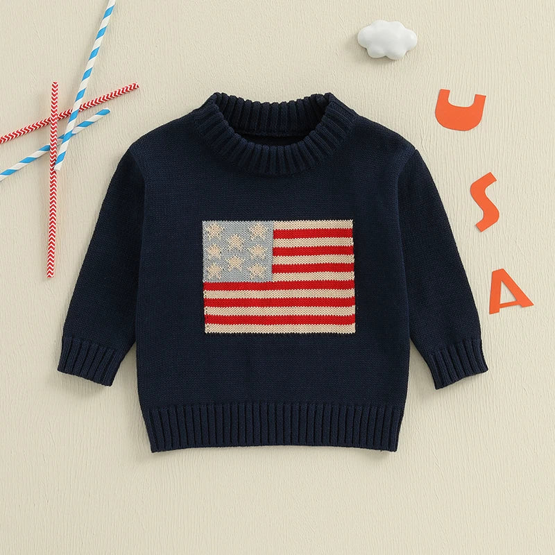 Lioraitiin Kids Baby Girls Boys 4th of July Sweater US Flag Pattern