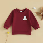 Toddler Baby Girl Boys Sweatshirt Letter Embroidery Round Neck Long